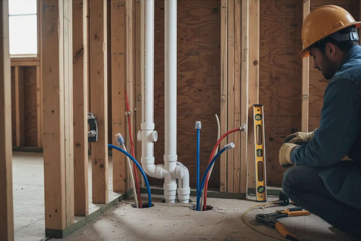 Drain and supply rough-in during Drain Cleaning in Hartford